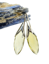 Load image into Gallery viewer, 20 carat Citrine Earrings, Marquise Faceted, Sterling Silver, November Birthstone, Luck &amp; Fortune Stone