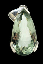 Load image into Gallery viewer, Prasiolite Pendant, Green Amethyst Gemstone, 35 carats, Sterling Silver, Pear Design, Spiritual Stone, Light Green Crystal