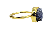 Load image into Gallery viewer, Blue Sapphire Ring, Size 7, 14k Gold Plated Sterling Silver, Raw Sapphire, September Birthstone