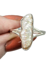 Load image into Gallery viewer, Biwa Pearl Ring, Size 9.25, Sterling Silver, June Birthstone, Highly Lustrous Pearl, Freshwater Pearl, Irregular Pearl