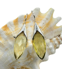 Load image into Gallery viewer, 20 carat Citrine Earrings, Marquise Faceted, Sterling Silver, November Birthstone, Luck &amp; Fortune Stone