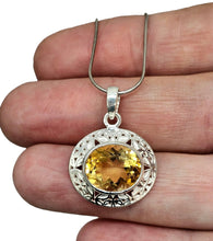 Load image into Gallery viewer, Citrine Pendant, Sterling Silver, 6 carats, Oval Faceted, November Birthstone, Money Stone, Success Stone, Stone of Abundance