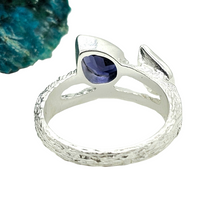 Load image into Gallery viewer, Art Nouveau Iolite Ring, Size 8, Sterling Silver, Water Sapphire, Blue Violet Gemstone, Connects to Angels, Viking's Compass