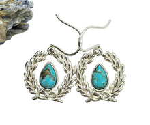 Load image into Gallery viewer, Turquoise Garland Earrings, Sterling Silver, December Birthstone, Pear Shaped, Bezel Set, Protection Stone - GemzAustralia 