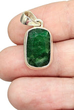 Load image into Gallery viewer, Seven Carat Emerald Pendant, Sterling Silver, May Birthstone, Rectangle, Inspiration Gem,  Action Stone, Infinite Patience