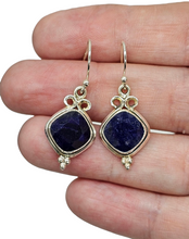 Load image into Gallery viewer, Australian Blue Sapphire Earrings, 10.5 carats, Sterling Silver, Diamond faceted, September Birthstone, Wisdom Stone, Love Stone