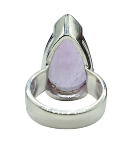 Pear Faceted Amethyst Ring, 16 carats, size 6.5, Sterling Silver, Protection Amulet, February Birthstone - GemzAustralia 