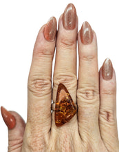 Load image into Gallery viewer, Divine Baltic Amber Ring, Triangle Shaped, Adjustable, Millions of years old, Sterling Silver, Fossilized Tree Resin