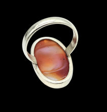 Load image into Gallery viewer, Oval Botswana Agate Ring, Size 7 3/4, Sterling Silver, The Stone of Change, Orange &amp; White banded Gemstone,  Harmony Stone
