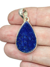 Load image into Gallery viewer, Pear Lapis Lazuli Pendant, Sterling Silver, 20 Carats, 9th Anniversary Stone, Protection, Truth &amp; Love Gem, Royal Blue Gemstone