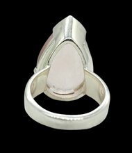 Load image into Gallery viewer, Rose Quartz Ring, Size 6.75, Sterling Silver, Pear Shape, 20 Carats, Love Stone, Unconditional Love, Pink Gem