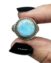 Load image into Gallery viewer, Vintage style Larimar Ring, Size 7.5, Sterling Silver, Round Shaped, Stone of Atlantis, Dolphin Stone, Water &amp; Fire Stone - GemzAustralia 