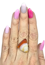 Load image into Gallery viewer, Botswana Agate Ring, Size 8.5, Sterling Silver, Orange &amp; White banded Gemstone, The Stone of Change, Harmony Stone, Balance Gemstone - GemzAustralia 