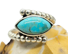 Load image into Gallery viewer, Marquise Turquoise Ring, Size 6.5, December Birthstone, Sterling Silver, Protection Stone, Bohemian Split Band