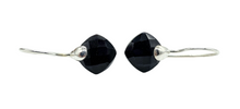 Load image into Gallery viewer, Black Onyx Earrings, Diamond Checkerboard faceted, Sterling Silver, Protection Stone, lucky Gemstone