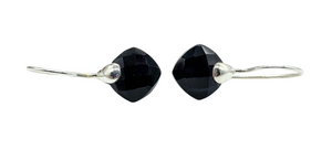Black Onyx Earrings, Diamond Checkerboard faceted, Sterling Silver, Protection Stone, lucky Gemstone