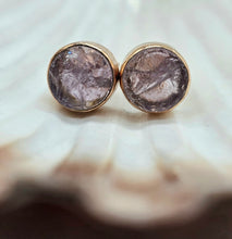 Load image into Gallery viewer, Rough Amethyst Studs, Rose Gold Plated Sterling Silver, February Birthstone, Raw Amethyst Stud Earrings, Protection Stone - GemzAustralia 