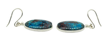 Load image into Gallery viewer, Statement Oval Chrysocolla Earrings, Sterling Silver, Rich Ocea Blue Gemstone, Communication Stone - GemzAustralia 