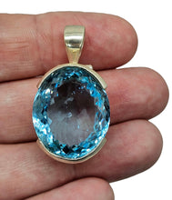 Load image into Gallery viewer, AAA Swiss Blue Topaz Pendant, 52 carats, Sterling Silver, Oval Faceted, December Birthstone, Bright Blue Gemstone