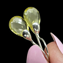 Load image into Gallery viewer, Teardrop Lemon Quartz Earrings, Checkerboard Faceted, Sterling Silver, Joy Gemstone, Confidence Stone - GemzAustralia 