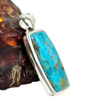 Load image into Gallery viewer, Rectangle Turquoise Pendant, Sterling Silver, December Birthstone, Blue Turquoise, Protection Stone, Love Stone, Genuine Arizona Turquoise