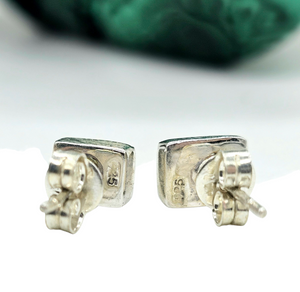 Labradorite Studs, Rectangle Shaped, Sterling Silver, Blue Labradorite, Mystical Magical Stone, Companion through Change - GemzAustralia 