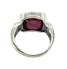 Load image into Gallery viewer, Cushion cut Ruby Ring, Size 9, 40th Anniversary Stone, 12 carats, Sterling Silver, July Birthstone, Energy Stone