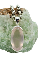 Load image into Gallery viewer, Rose Quartz Pendant, 28 Carats, Sterling Silver, Long Oval Faceted, Love Stone, Unconditional Love, Taurus Zodiac - GemzAustralia 