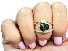 Load image into Gallery viewer, Raw Chrome Diopside Ring, Size 7, Siberian Emerald Gem, Sterling Silver, Holds Mysteries of the Universe - GemzAustralia 