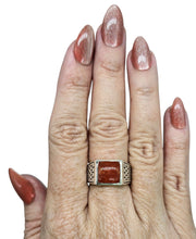 Load image into Gallery viewer, Square Signet Carnelian Ring, Size 8, Sterling Silver, Orange Gemstone, Artist's Stone, Warm Vibrant Gem, Confidence Gemstone, Masculine