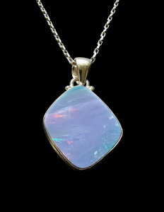 Australian Opal Doublet Pendant, October Birthstone, Blue and Pink Opal, Precious Gemstone, Pure Energy, Lucky Stone, Hope Stone - GemzAustralia 