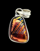 Load image into Gallery viewer, Molten Orange Dichroic Glass Pendant, Sterling Silver, Glass Art, Decorative Glass Pendant, Shifting Colour Patterns