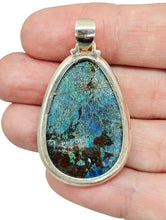 Load image into Gallery viewer, Shattuckite Pendant, Sterling Silver, Pear Shaped, mix of Azurite, Chrysocolla &amp; Malachite, Psychic Stone, Vivid Blue Green, Spirit Guide