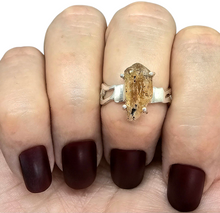 Load image into Gallery viewer, Imperial Topaz Ring, Size 7 3/4, Sterling Silver, Raw Gem, Filigree Band, Manifestation Stone, Solar Plexus Chakra, Rare Variety of Topaz