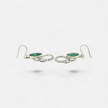 Load image into Gallery viewer, Emerald Snake Earrings, May Birthstone, Stone of Inspiration, Strengthens Memory, Infinite Patience, Deep Green Gemstone - GemzAustralia 