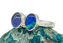 Load image into Gallery viewer, Australian Opal &amp; Blue Kyanite Ring, Size 8.5, Sterling Silver, Toi et Moi Design, Blue Green Opal