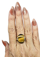 Load image into Gallery viewer, Oval Tiger's Eye Ring, Size 13, Sterling Silver, Kundalini Awakening, Courage Gemstone, Protection Amulet, Leo Zodiac