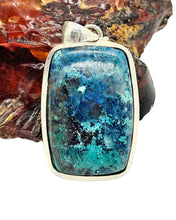 Load image into Gallery viewer, Rectangle Shattuckite Pendant, Sterling Silver, mix of Azurite, Chrysocolla &amp; Malachite Gemstones, Blue Green, Spirit Guide
