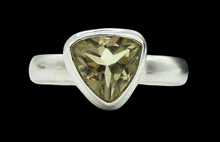 Load image into Gallery viewer, Trillion Faceted Lemon Quartz Ring, 925 Sterling Silver, Size 6, Solitaire Ring, Mental Clarity, Confidence Stone