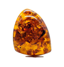 Load image into Gallery viewer, Triangle Baltic Amber Ring, Adjustable Size, Solid 925 Sterling Silver, Fossilized Tree Resin, Cognac Colour