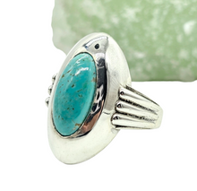 Load image into Gallery viewer, Blue Turquoise Ring, Size 8.25, Sterling Silver, Oval Shaped, Protection Stone, Love Rock, December Birthstone