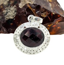 Load image into Gallery viewer, 8 carat Garnet Pendant, Sterling Silver, January Birthstone, Oval Shaped, Inspires Love &amp; Devotion, Energy Stone - GemzAustralia 