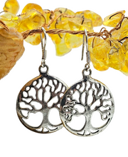 Load image into Gallery viewer, Tree of Life Earrings, Sterling Silver, Represents personal growth, uniqueness, Strength &amp; Beauty, knowledge, wisdom