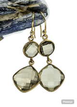 Load image into Gallery viewer, Lemon Quartz Earrings, Gold Plated Sterling Silver, Joy, Confidence, Energy, High Vibrational Stone, Double Drops