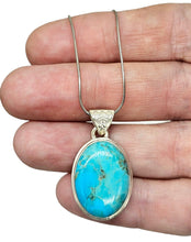 Load image into Gallery viewer, Oval Turquoise Pendant, December Birthstone, Sterling Silver, Blue Turquoise, Protection Stone, Love Stone, Genuine