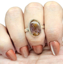 Load image into Gallery viewer, Oval Shaped Super Seven ring, Size 7.75, Melody Stone, Sterling Silver, Opens all senses, Meditation Stone