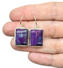 Load image into Gallery viewer, Mojave Turquoise Earrings, Sterling Silver, Rectangle Shaped, Purple Turquoise Earrings, Goddess Gemstone, Protection Gemstone - GemzAustralia 