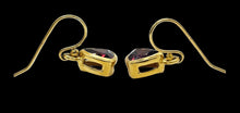 Load image into Gallery viewer, Garnet Trillion Earrings, Gold Plated Sterling Silver, January Birthstone, 7 carats, 2nd Anniversary