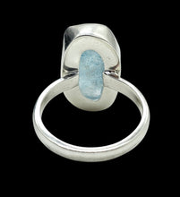 Load image into Gallery viewer, Raw Aquamarine Ring, Size 9, March Birthstone, Sterling Silver, Courage Gem, Communication with the Divine