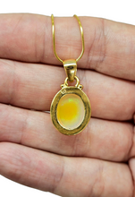 Load image into Gallery viewer, Solid African Opal Pendant, 18K Gold Plated Sterling Silver, October Birthstone, Aura Gem, Psychic Gemstone, Precognition Stone, Oval Shaped